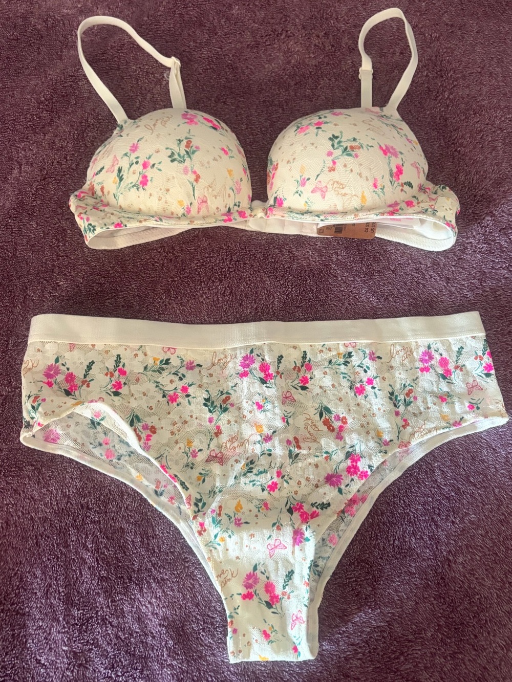 Floral Butterfly Wear Everywhere Super Push-Up Bra and Cheekster Panty Set